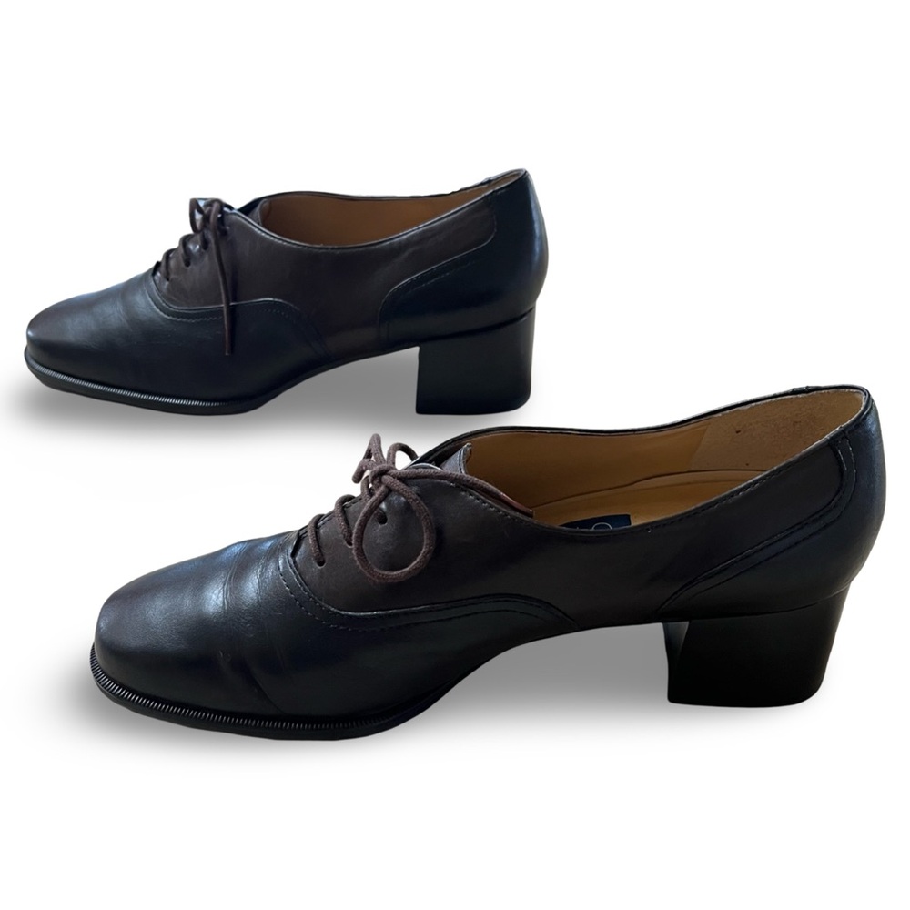Vintage Leather 2 Tone (Black & Brown) Oxfords  Handcrafted Moc Fit by Selby 8.5